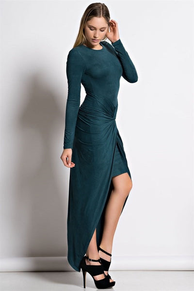 Emerald green 2024 suede dress